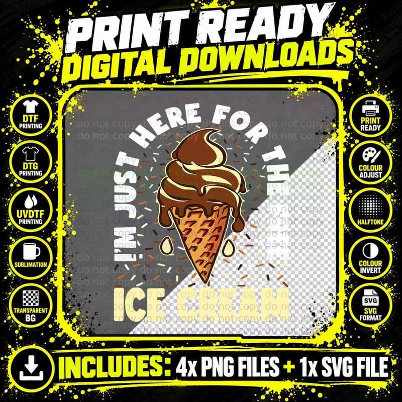 Ice Cream Cone T-Shirt, Funny Food Humor Png SVG Digital Bundle