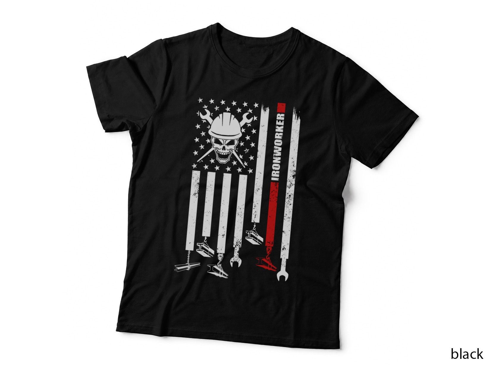 Ironworker Funny T-Shirt, Hard Hat Skull, Construction Humor