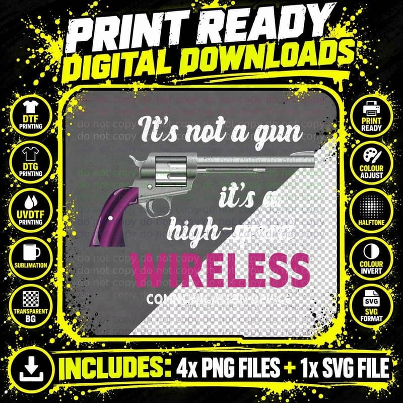Its Not a Gun Meme Funny T-Shirt, White Background Png SVG Digital Bundle