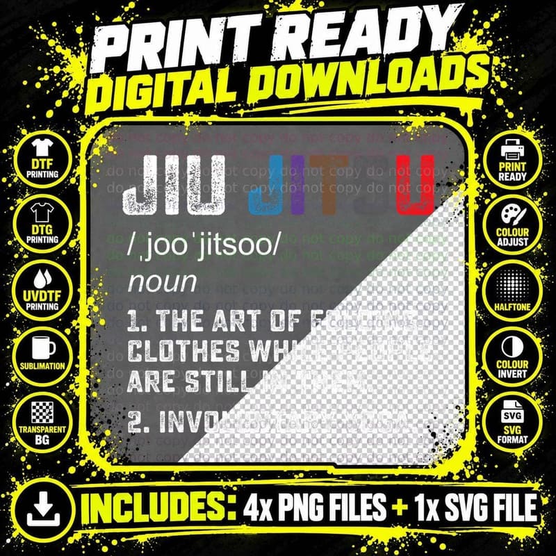 Jiu Jitsu Funny Definition Art of Folding Clothes Png SVG Digital Bundle