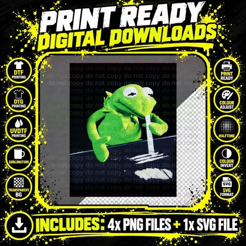 Kermit Coke Shirt, Puppet Sniffing Funny Png SVG Digital Bundle