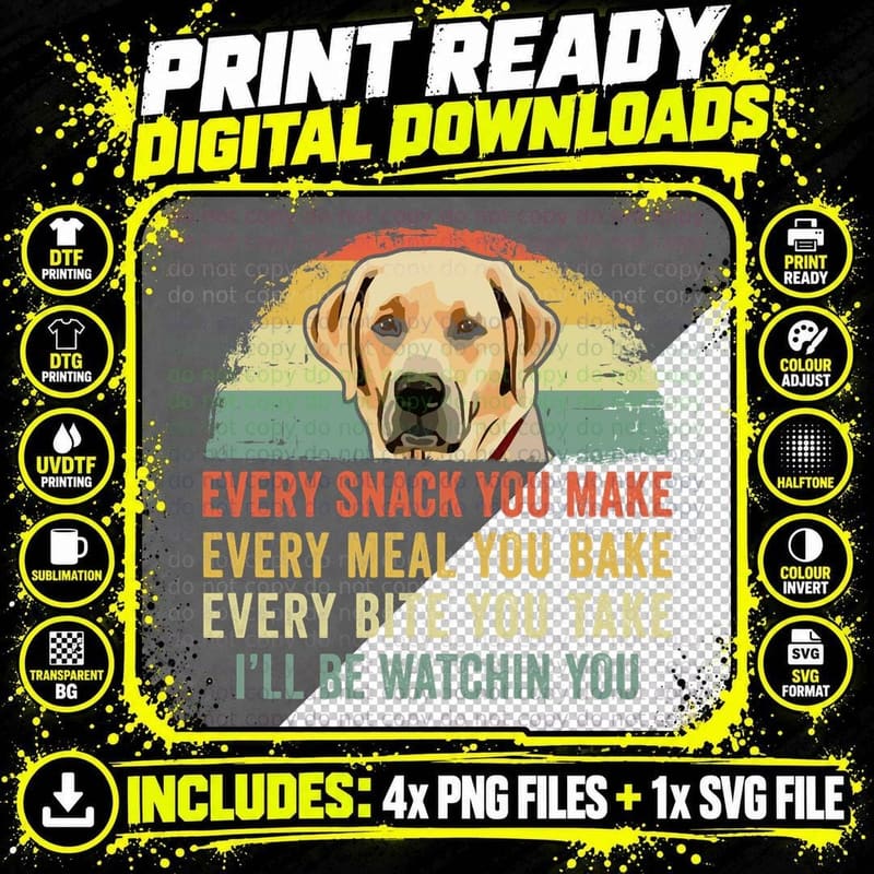 Labrador Retriever Snack Watching T-Shirt Png SVG Digital Bundle