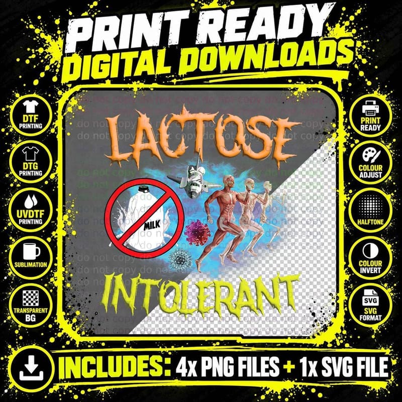 Lactose Intolerant Ironic Sarcastic Funny Humor Cringe Png SVG Digital Bundle