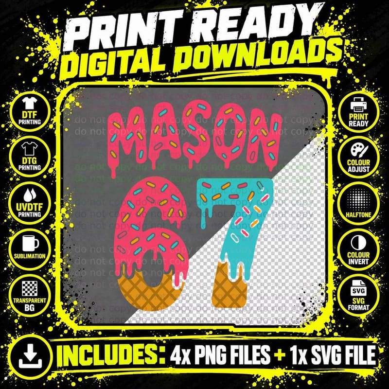 Mason Six Seven Tee, Kids 6, 7 Funny Meme Png SVG Digital Bundle