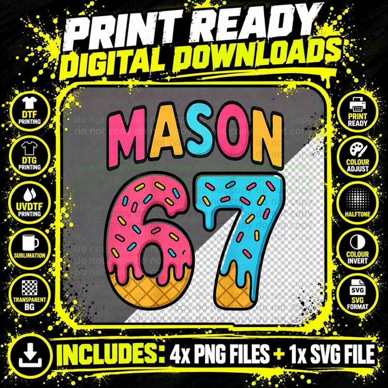 Mason Six Seven Tee, Kids 6, 7 Funny Meme, Ice Cream Png SVG Digital Bundle
