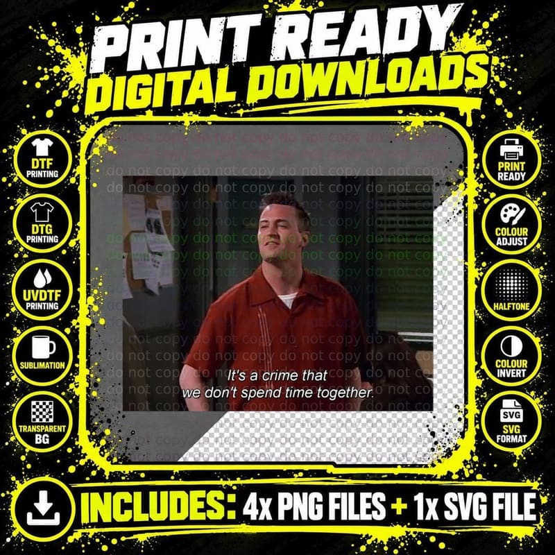 Matthew Perry It's a Crime T-Shirt, Quotes Typography Png SVG Digital Bundle