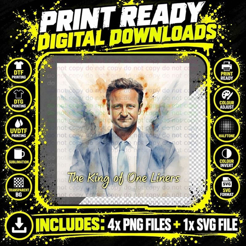 Matthew Perry King of One Liners T-Shirt, Comedy Icon Png SVG Digital Bundle