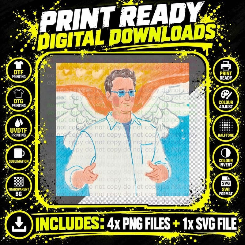 Matthew Perry in Heaven with Wings T-Shirt Png SVG Digital Bundle