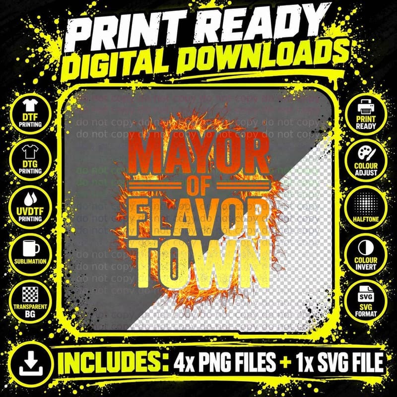Mayor of Flavortown T-Shirt, Funny Meme Design Png SVG Digital Bundle