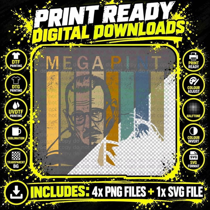Mega Pint Retro Stripe T-Shirt, Viral Courtroom Meme Png SVG Digital Bundle