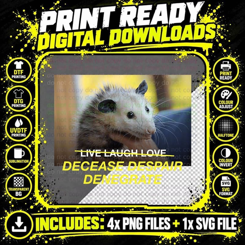 Meme Possum T-Shirt, Funny Surreal Graphic Png SVG Digital Bundle