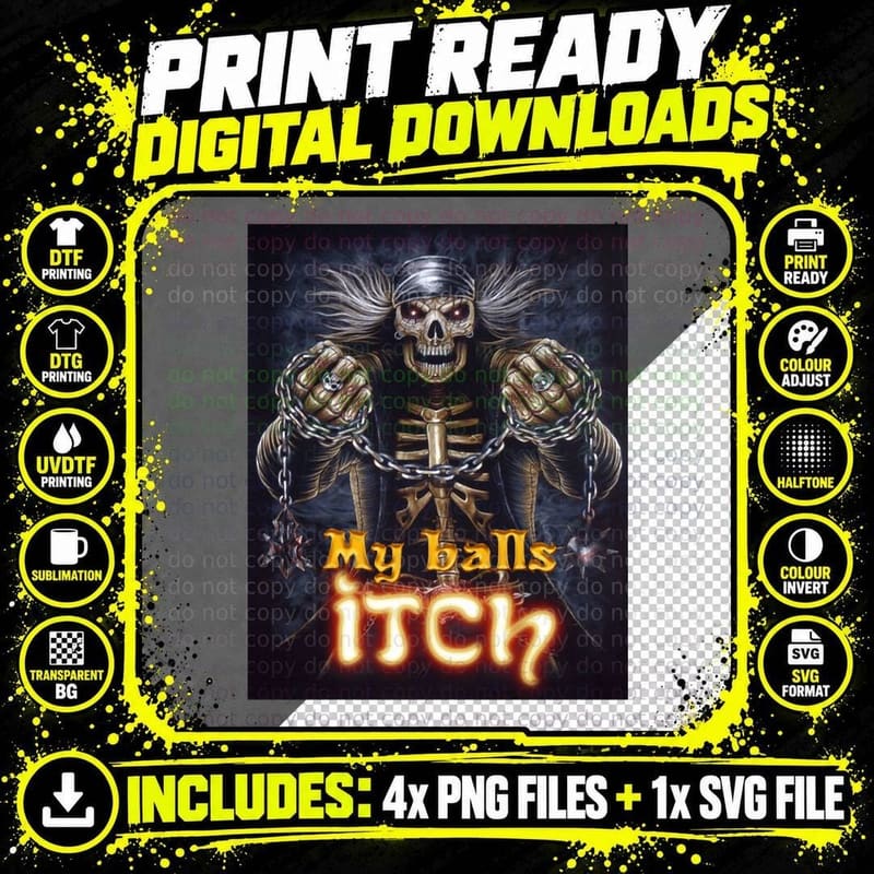 My Balls Itch T-Shirt, Gothic Skull Design Png SVG Digital Bundle
