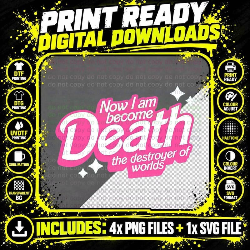Now I Am Become Death T-Shirt, Pop Culture Typography Png SVG Digital Bundle