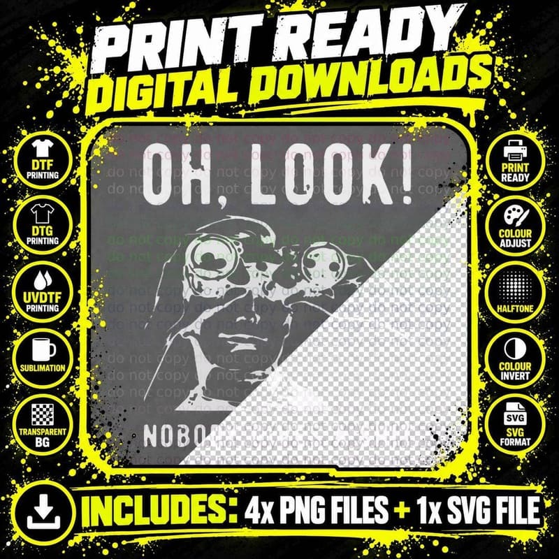 Oh Look Nobody Gives a Shit Binoculars Stencil T-Shirt Png SVG Digital Bundle