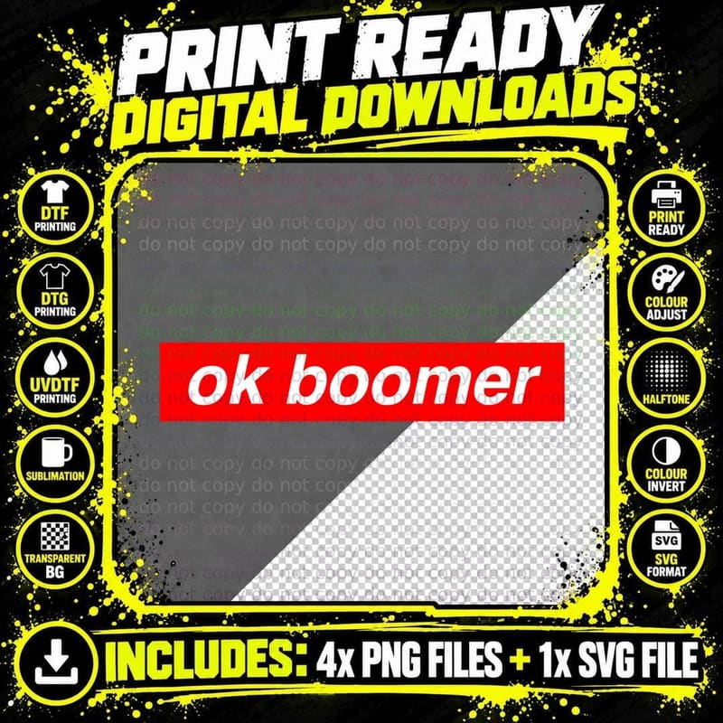 Ok Boomer Red Box Funny Trendy Meme Pullover Hoodie Png SVG Digital Bundle