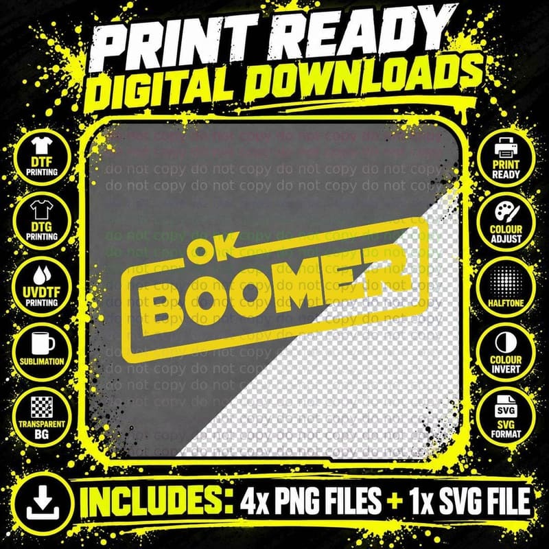 Ok Boomer T-Shirt, Funny Millennials Meme, Gen Z Joke Png SVG Digital Bundle