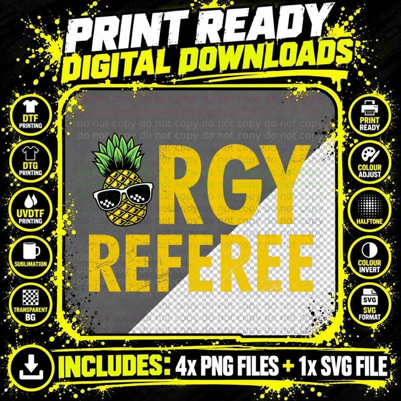Orgy Referee Pineapple Swinger Club T-Shirt Png SVG Digital Bundle