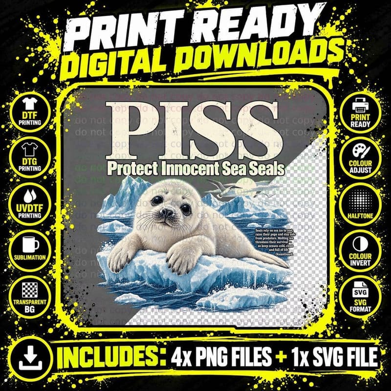 PISS Seal Shirt Protect Innocent Sea Seals Wildlife Png SVG Digital Bundle