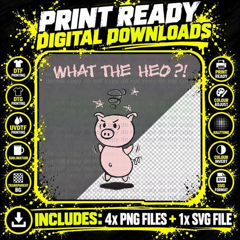 Pig T-Shirt, Funny Sarcasm, Pet Lover Apparel Png SVG Digital Bundle