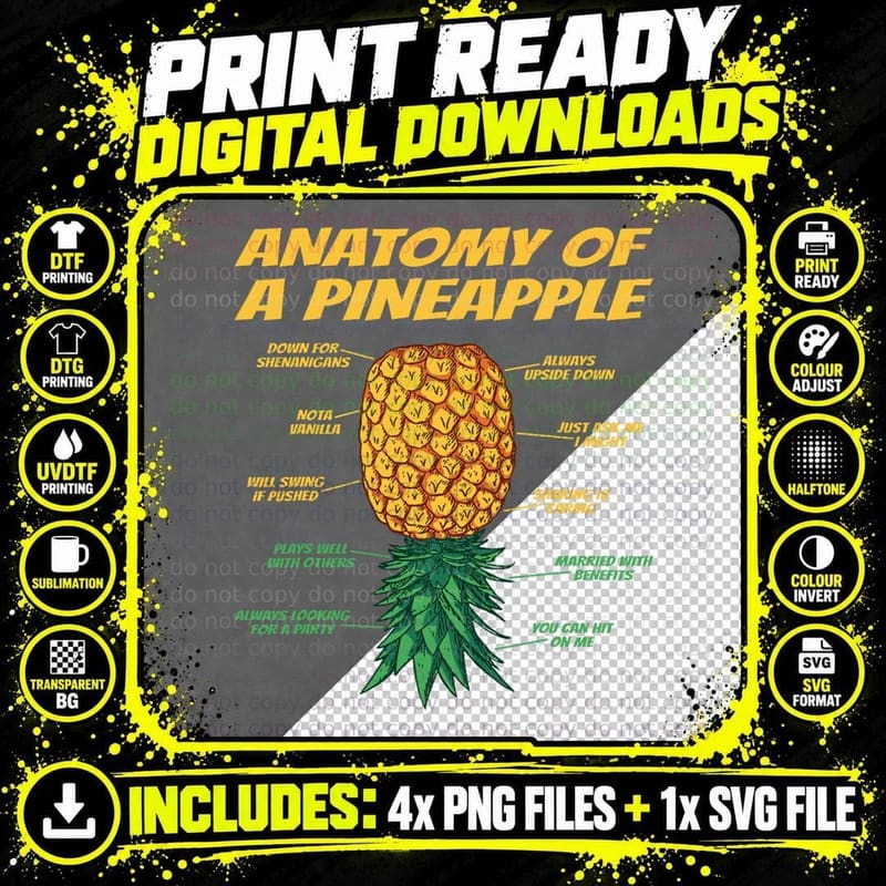 Pineapple Swinger T-Shirt, Funny Sarcasm Png SVG Digital Bundle