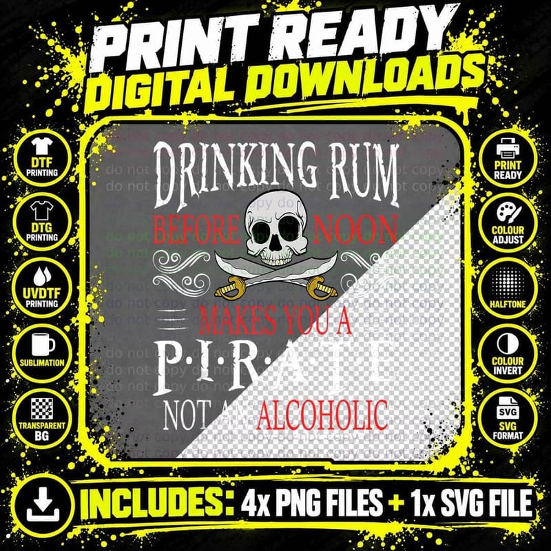 Pirate Sarcastic Funny Drinking Captain Ship Cruise Png SVG Digital Bundle
