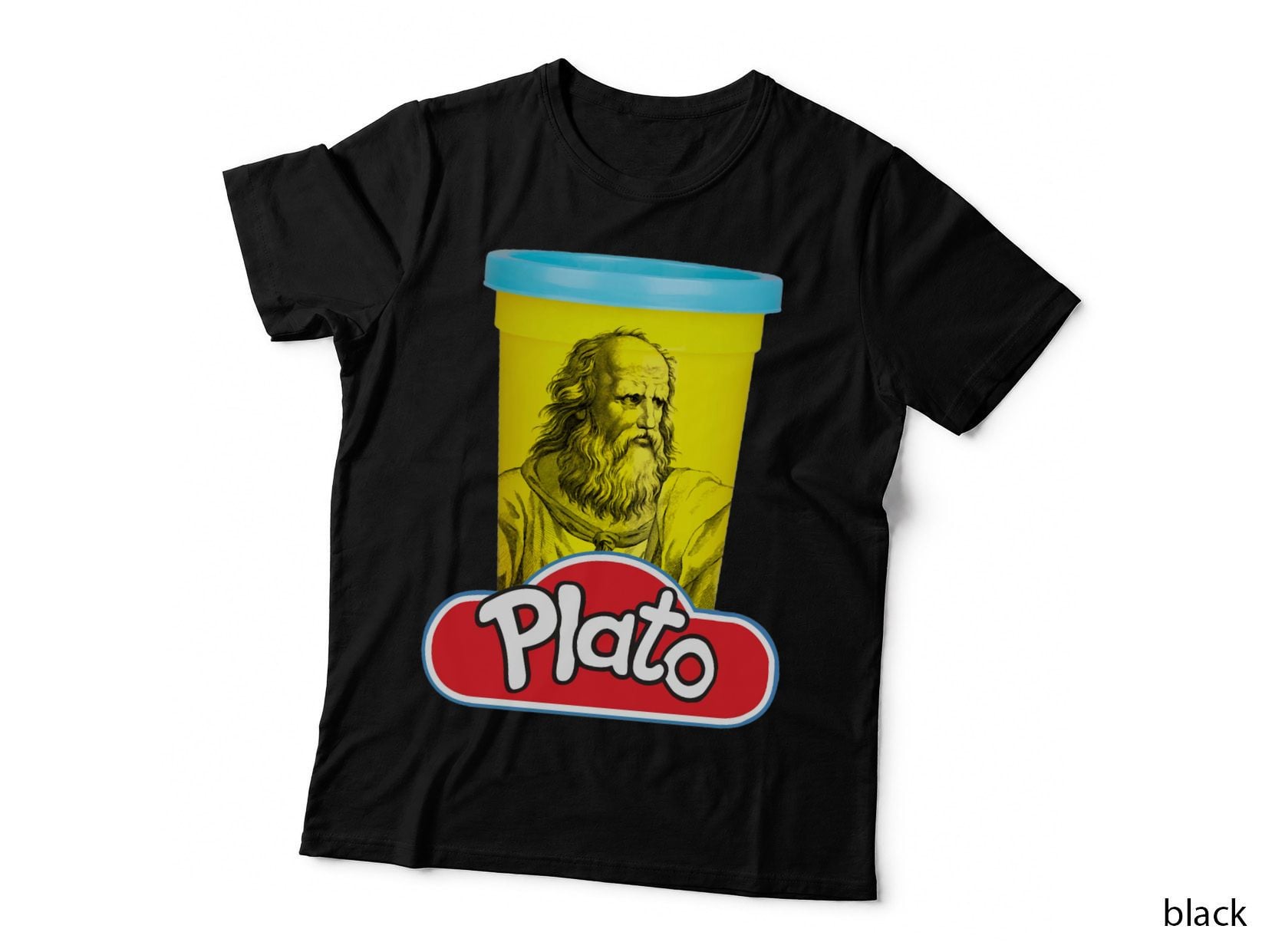 Plato Play-Doh Philosophy Pun Tee, Greek Philosopher Parody, Funny Brand Spoof