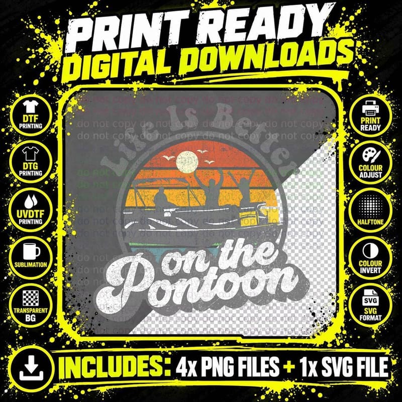 Pontoon Boat T-Shirt, Funny Boating Lake Gift Png SVG Digital Bundle