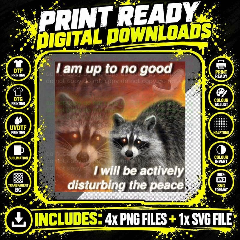 Raccoon Sarcasm T-Shirt, Funny Animal Design Png SVG Digital Bundle