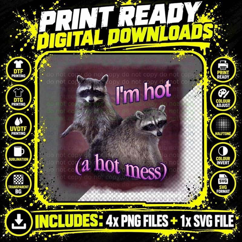 Raccoon T-Shirt, Funny Sarcasm, Pet Lover Apparel Png SVG Digital Bundle