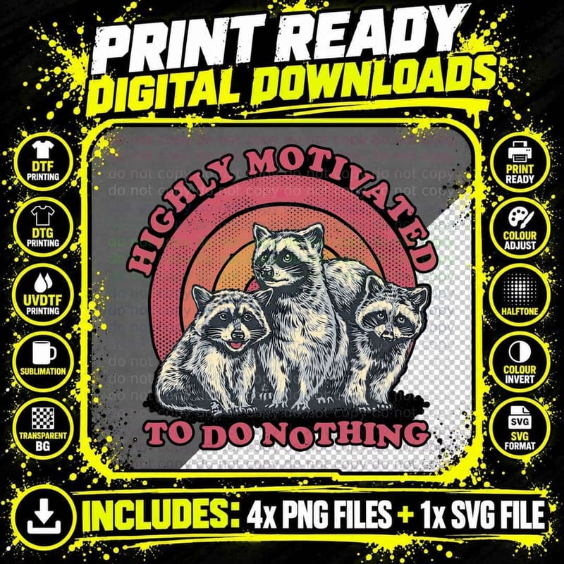 Raccoon Trio T-Shirt, Funny Sarcasm Tee Png SVG Digital Bundle