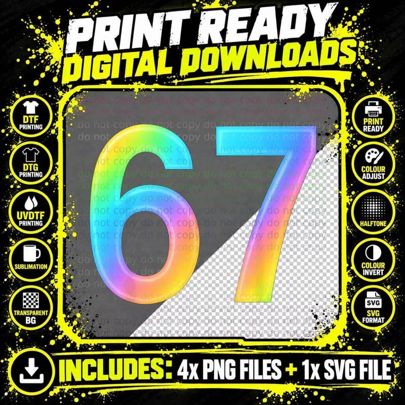 Rainbow Six Seven Top, Funny Tee, Popular Trending Meme Png SVG Digital Bundle