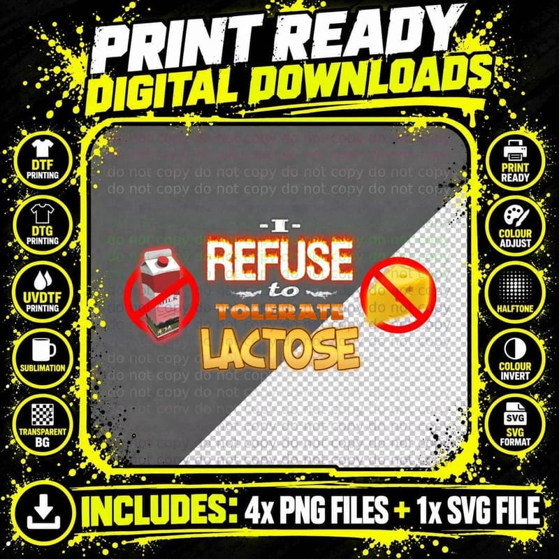 Refuse Tattoo Milk Cheese T-Shirt, Funny Sarcasm Png SVG Digital Bundle