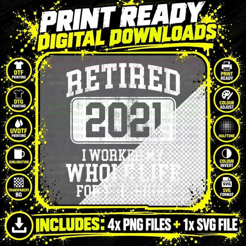 Retirement 2021 Humor T-Shirt, Vintage Retro Png SVG Digital Bundle