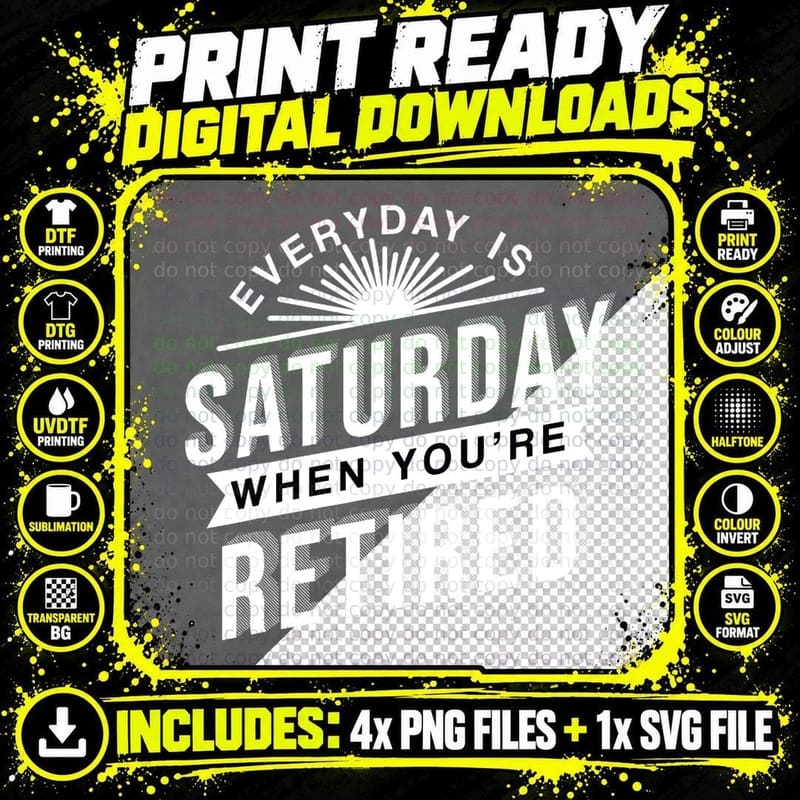 Retirement Gift T-Shirt, Saturday Typography Png SVG Digital Bundle