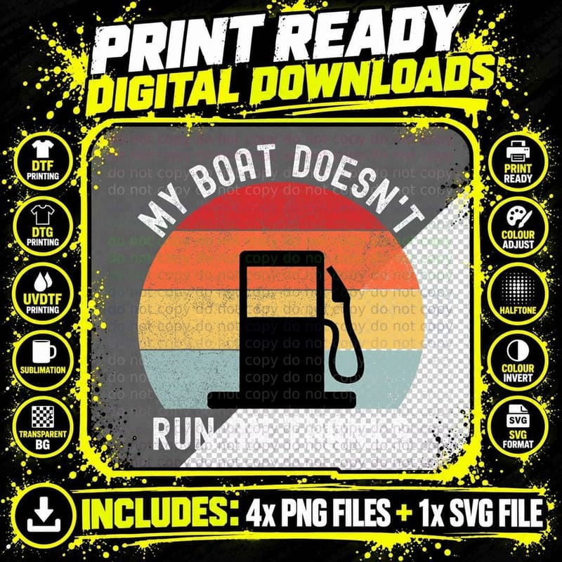 Retro Funny Boating T-Shirt, Vintage Nautical Design Png SVG Digital Bundle