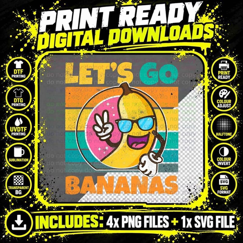 Retro Vintage Funny Banana Meme T-Shirt, 80s Style Png SVG Digital Bundle