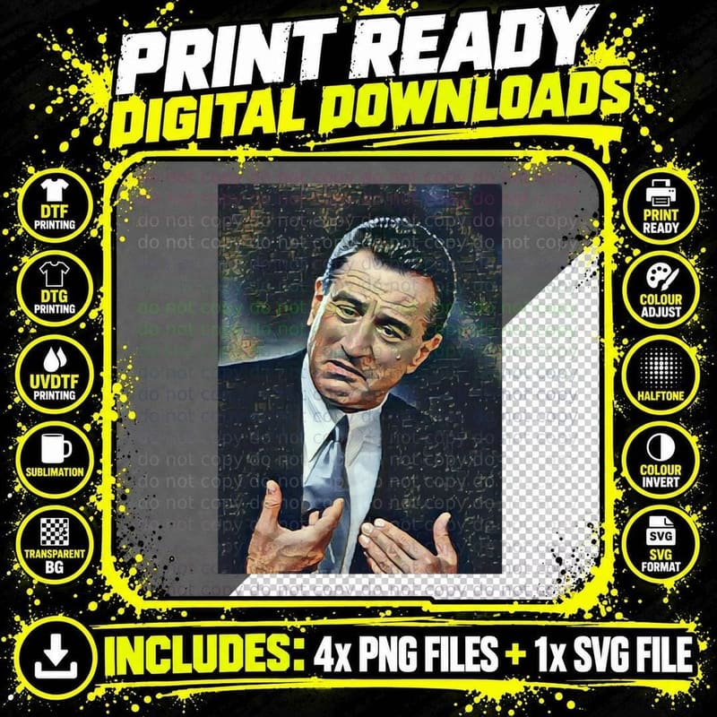 Robert De Niro Meme T-Shirt, Vintage Retro 9 Png SVG Digital Bundle