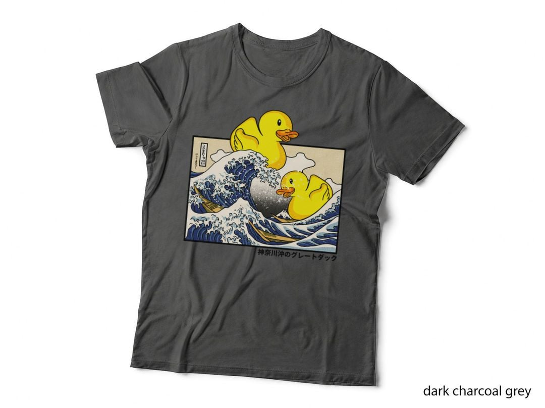 Rubber Duck Hokusai Wave T-Shirt, Great Wave Parody, Funny Bath Duck