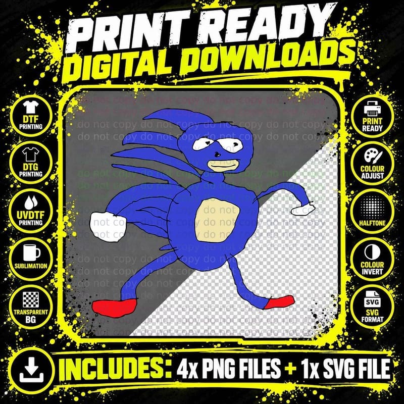 Sanic Hegehog Gotta Go Fast Tee, Ms Paint Cursed Png SVG Digital Bundle
