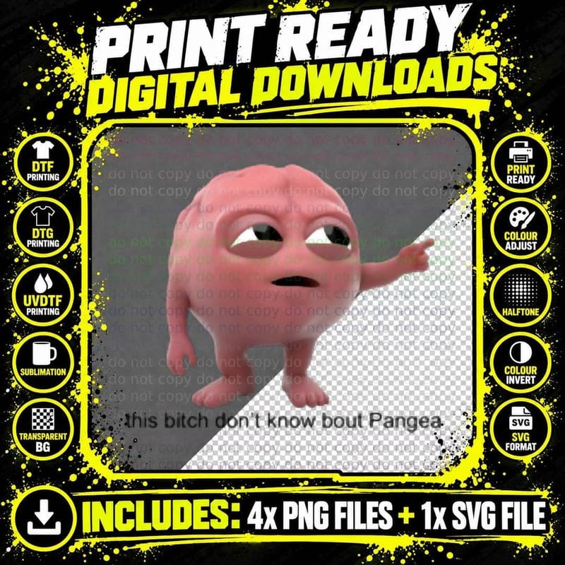 Sassy Brain Meme Character Pointing Png SVG Digital Bundle
