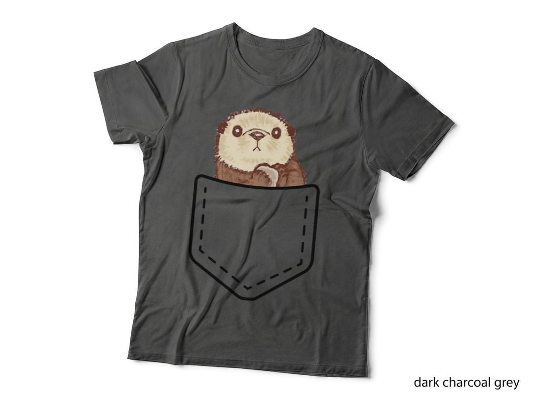 Sea Otter Pocket Sweatshirt, Funny Cute Peeking Otter Tee, Joke Gift