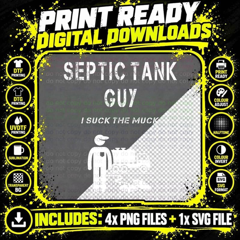 Septic Tank Guy T-Shirt, Funny Sewage Pump, Humorous Gift Png SVG Digital Bundle