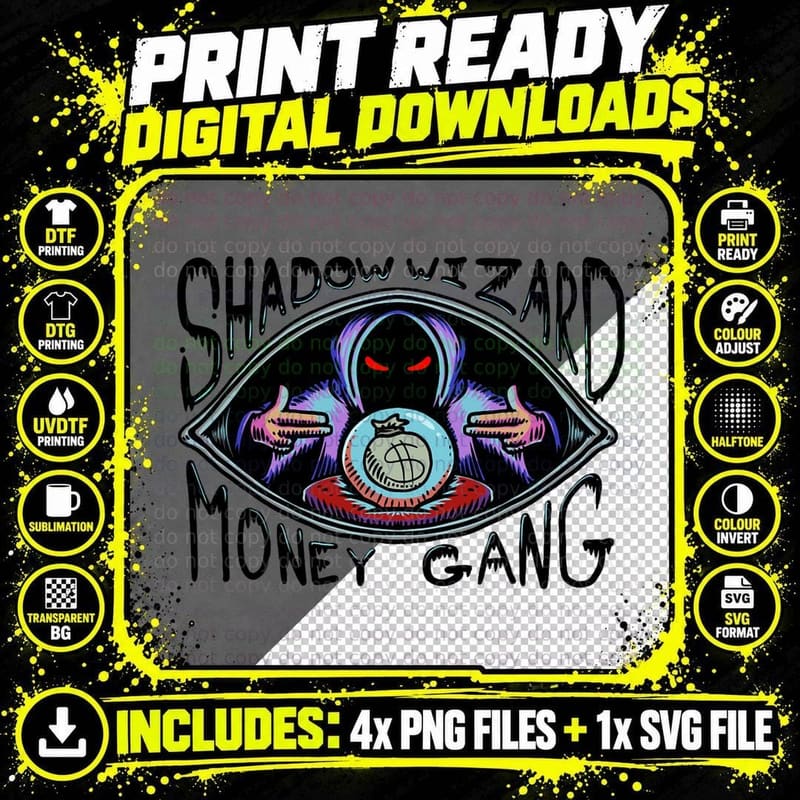 Shadow Wizard Money Gang Tee, Hooded Wizard Crystal Ball Png SVG Digital Bundle