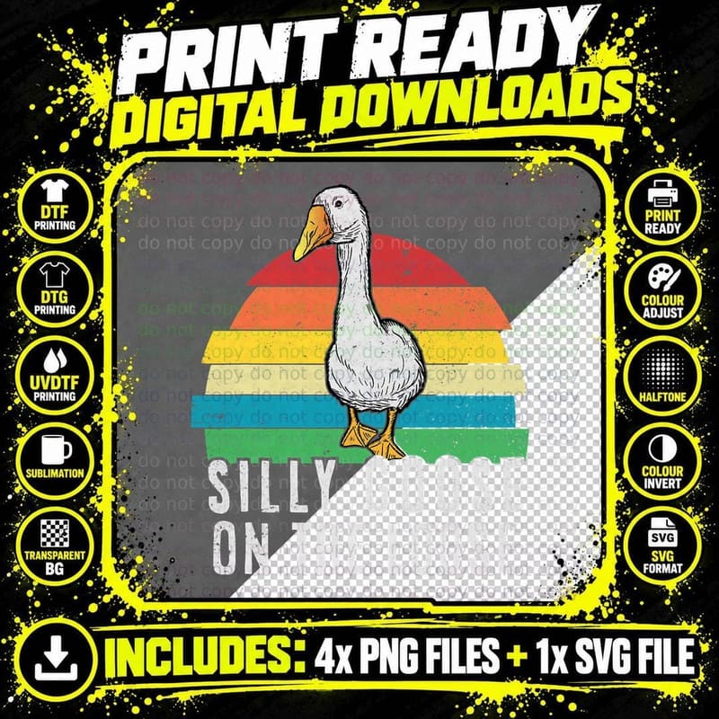 Silly Goose on the Loose Funny Meme T-Shirt Png SVG Digital Bundle