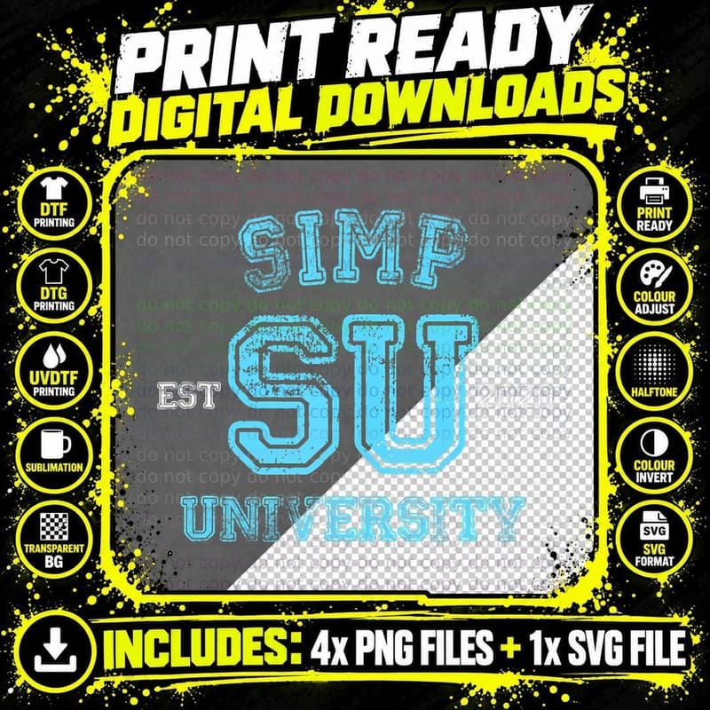 Simp University Funny Meme, Est 2020, Humor Png SVG Digital Bundle