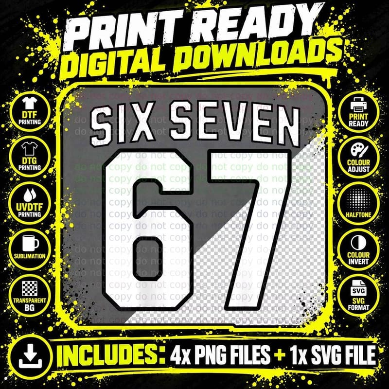 Six Seven Shirt, 67 Funny Number, Popular Trending Meme Png SVG Digital Bundle