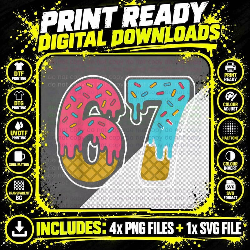 Six Seven Shirt, Ice Cream Colourful Png SVG Digital Bundle