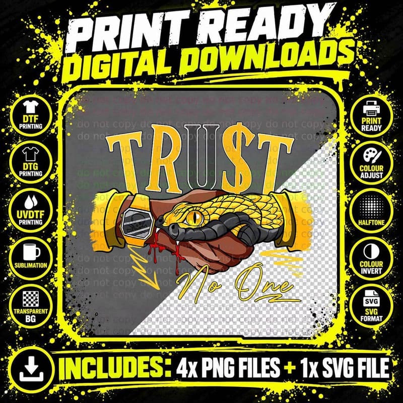 Snake Trust No One T-Shirt, Sarcasm Typography Png SVG Digital Bundle