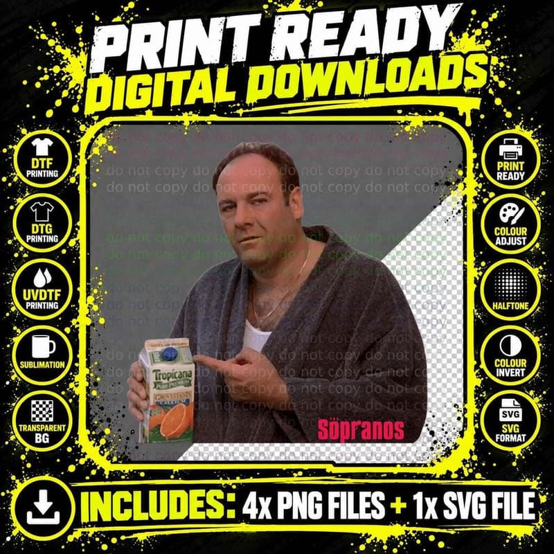 Sopranos Tony in Robe Holding Orange Juice T-Shirt Png SVG Digital Bundle