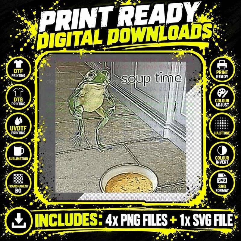 Soup Time Frog T-Shirt, Cursed Tree Frog Meme Png SVG Digital Bundle